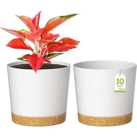 ZMTECH Pots à Plantes 2 Pièces 10 en Plastique Auto Arrosant avec