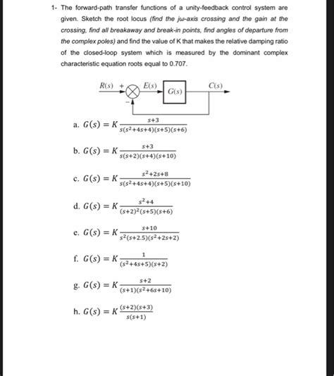 Solved 1 The Forward Path Transfer Functions Of A Chegg