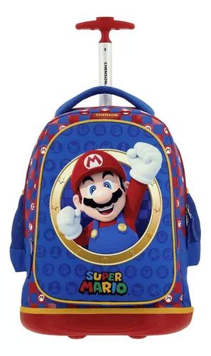 Mochila Chenson Con Ruedas Grande Mario Bros Azul Marsh MercadoLibre