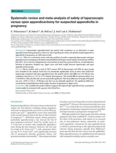 Pdf Systematic Review And Meta Analysis Of Safety Of Laparoscopic