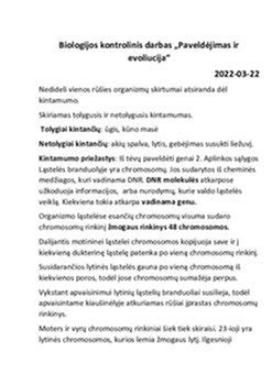 Paveldėjimas ir evoliucija Biologijos kontrolinis darbas mokslobaze lt