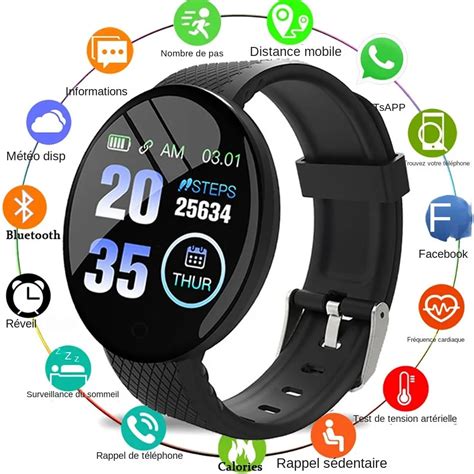 Montre connectée D18 pour IOS et Android bracelet de sport moniteur d