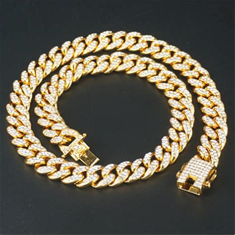 Kaufe Cuban Link Chain Iced Out Prong Link Choker Strass Halskette