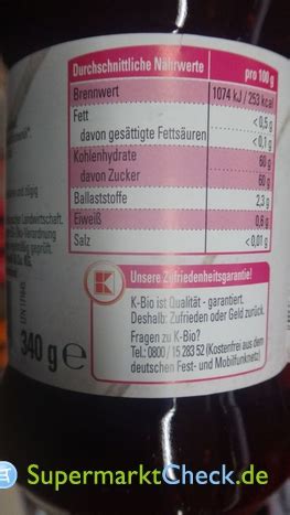 K Bio Konfitüre extra Himbeer Preis Angebote Kalorien Nutri Score