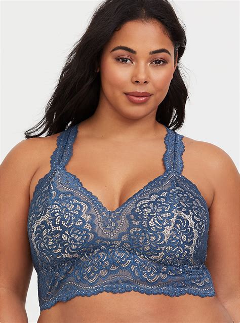 Blue Lace Racerback Bralette In 2020 Black Lace Racerback Bralette Racerback Bralette Lace