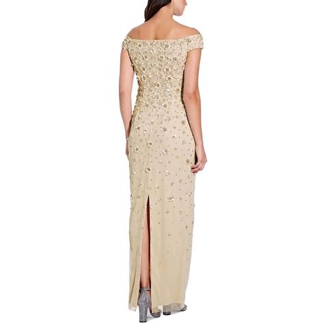 Adrianna Papell Womens Beige Embellished Formal Evening Dress Gown 12