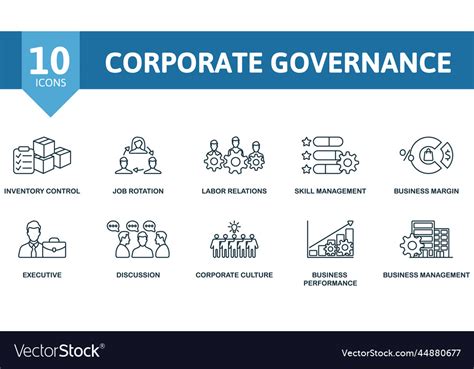 Corporate governance icon set monochrome simple Vector Image