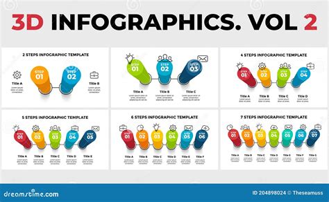 Pacote Infográfico De Perspectiva De Vetor 3d Gráfico De Progresso