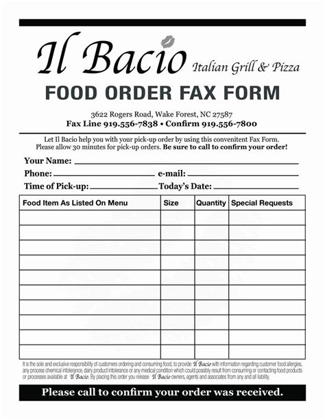 Printable Lunch Order Form Template Printable Templates