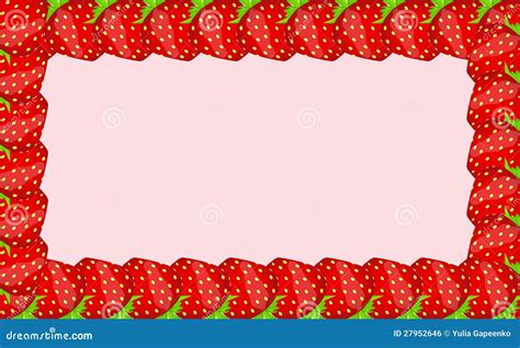 Strawberry Frame 3 Red Berry And White Flower Cartoon Vector