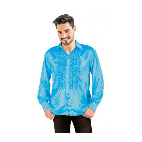 Chemise disco turquoise adulte taille XL accessoire année 80 homme