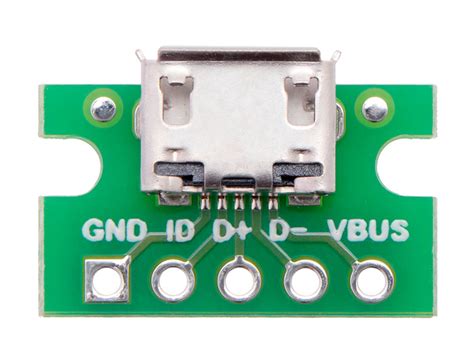 Female Micro Usb A 5 Pin Breadboard Mount Connector