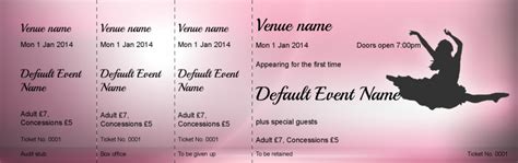 Ticket Design Ballet Event Tickets Template Performance Ticket Printers