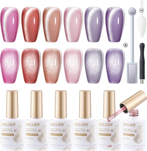 Gellen Cat Eye Gel Nail Polish Kit Pink Purple Shades Cat Eye Gel