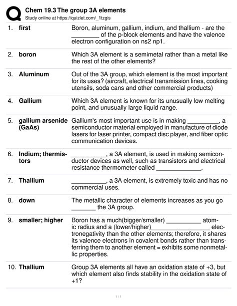 Group 3A elements - Chem 19 The group 3A elements Study online at ...