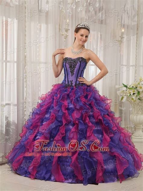 Classical Multi Colored Quinceanera Dress Sweetheart Organza