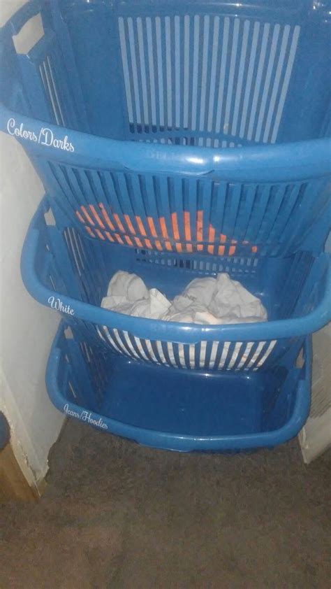 My Own Version Of Stacked Laundry Hampers From Dollar General Added