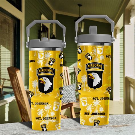 101st Airborne Division Flip Straw 30oz Tumbler Custom Your Name Rank