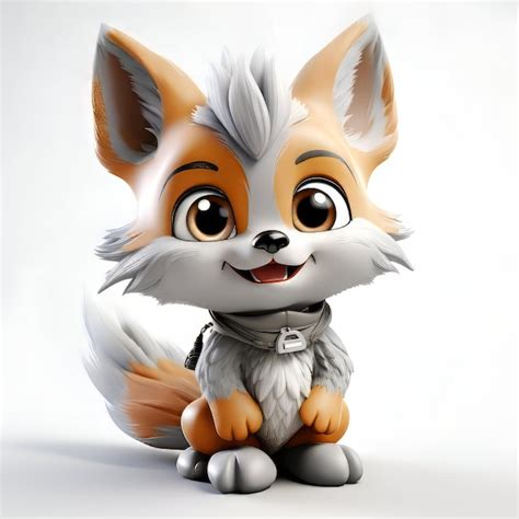 Premium Photo Cute Cartoon Fox On A White Background 3d Rendering