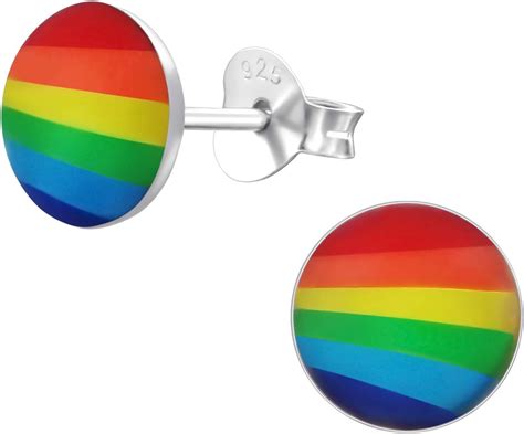 Monkimau Mädchen Ohrringe Regenbogen Ohrstecker aus 925 Sterling Silver