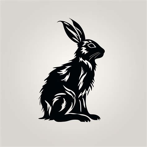 Rabbit Solid Black Line Clip Art Printable Animal Instant Download