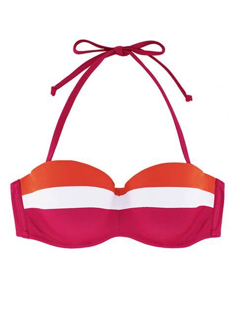 Dorina Bikini Oberteil Lawaki in Pink Weiß Orange günstig kaufen