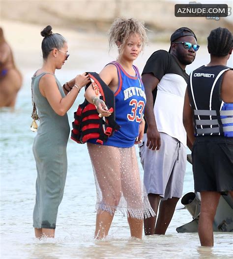 Rihanna Sexy Seen With A Ap Rocky Flashing Her Hot Booty At A Beach In Barbados Aznude