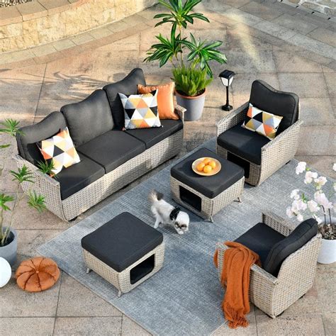 Xizzi Aphrodite Piece Wicker Outdoor Patio Conversation Seating Sofa