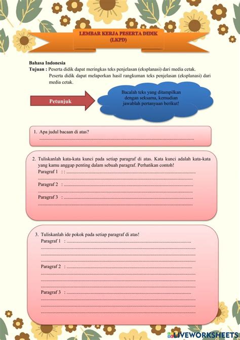 Lkpd kelas 5 tema 6 subtema 1 pembelajaran 1 worksheet | Belajar ...