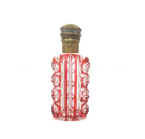 Antique Victorian Cut Glass Pink Perfume Bottle Etsy