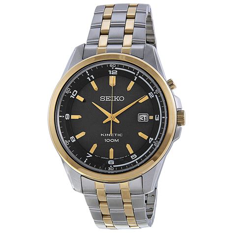 Seiko Kinetic Grey Dial Two Tone Men S Watch Ska Kinetic Seiko