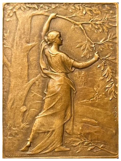 BELLE MÉDAILLE ART Nouveau Br Femme tenant une branche 1935 Samuel