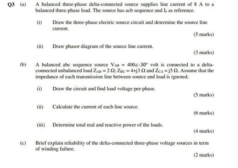 Solved A A Balanced Three Phase Delta Connected Source