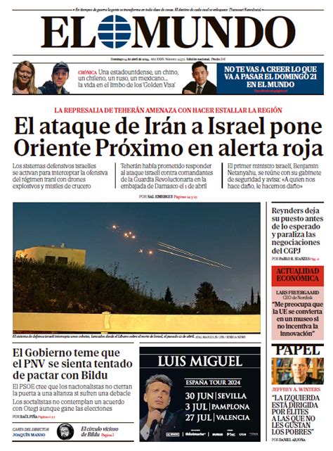 Portada De El Mundo Del Domingo De Abril De Medios