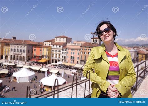 Tourist Woman In Verona Stock Image Image Of Landscape 52784573