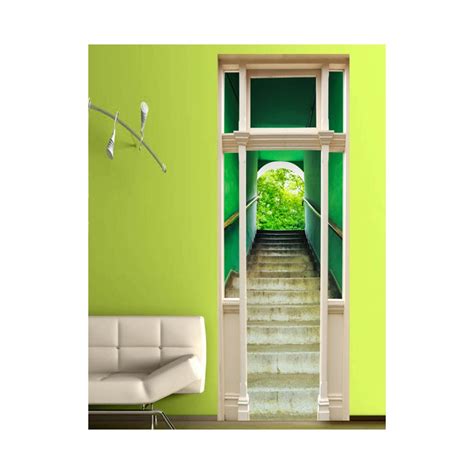 Stickers Trompe L Oeil Porte Escalier Vert Tatoutex Stickers