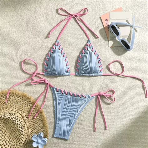 Bikini Femme Deux Pi Ces Sgambato Micro Bikini Triangle Lani Res Bleu Acac D Eur Picclick Fr