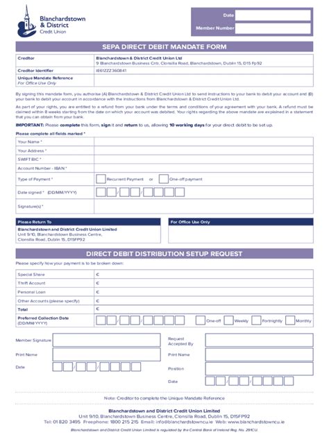 Fillable Online Sepa Direct Debit Mandate Form Fax Email Print