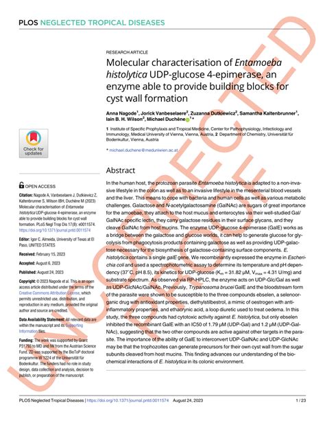 PDF Molecular Characterisation Of Entamoeba Histolytica UDP Glucose 4