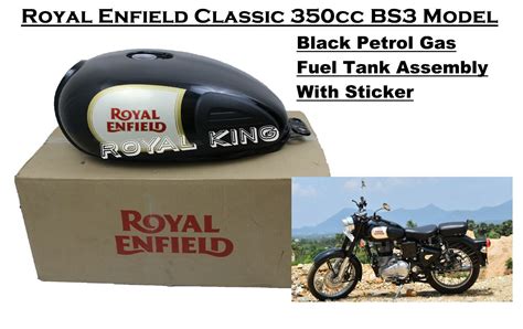 Royal Enfield Classic 350 Bs3 Black Petrol Gas Fuel Tank With Sticker