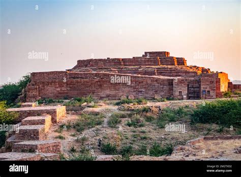 ancient ruined fort architecture from flat angle at day shot taken at mandore garden jodhpur ...