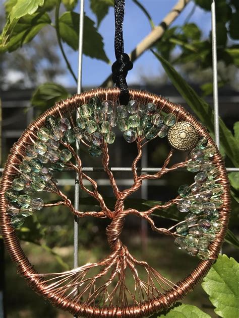 Inch Handmade Copper Wire Tree Of Life Sun Catcher One Of A Kind