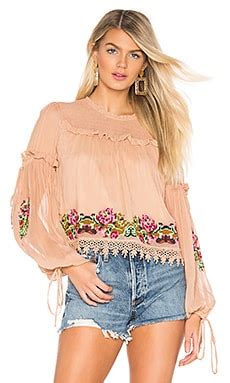 Tularosa Lottie Embroidered Top In Nude REVOLVE