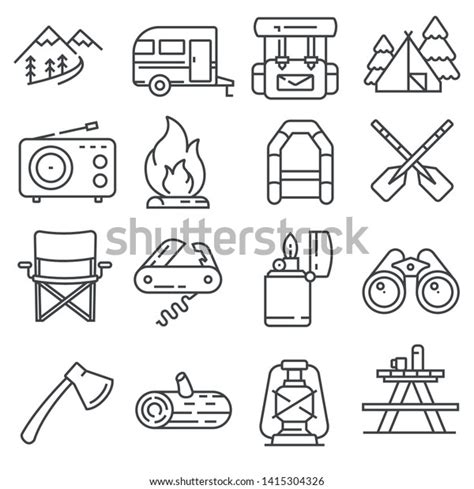 Hiking And Camping Icons Set Vector Illustration Stock Image