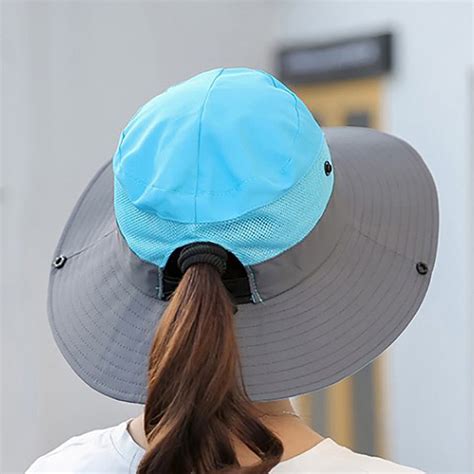 Women Ponytail Bucket Hat For Beach With Strap and Wide Brim – Encompass RL