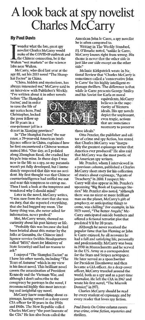 Paul Davis On Crime The Poet Laureate Of The Cia My Washington Times