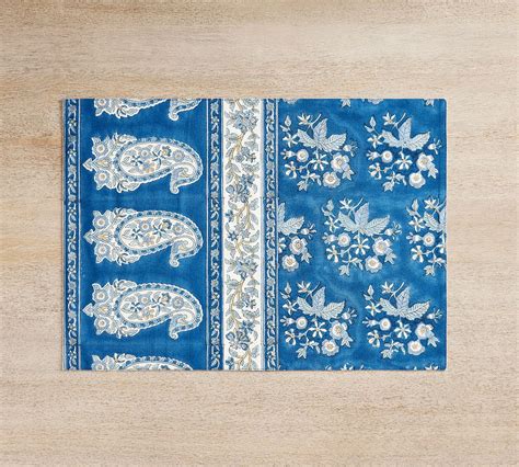 Regan Reversible Block Print Cotton Placemats Set Of Pottery Barn