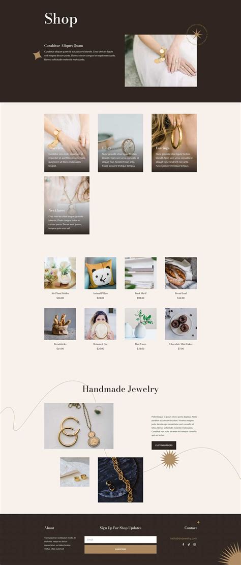 Jewelry Designer Shop Page Divi Layout By Elegant Themes