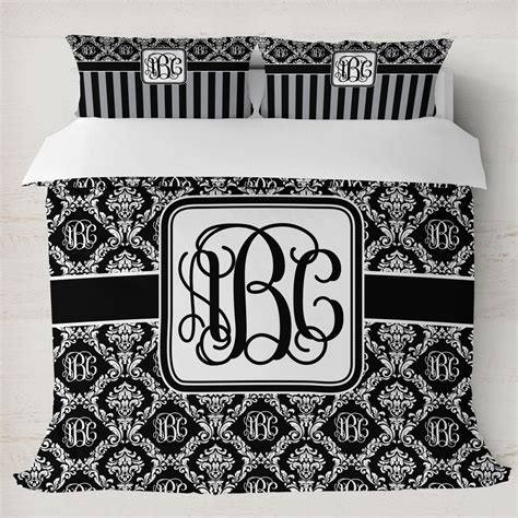 Custom Monogrammed Damask Duvet Cover Set King Personalized