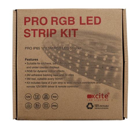 Xcite PRO 12V LED Strip Light Kit IP65 With Driver Colour RGB 5m Reel